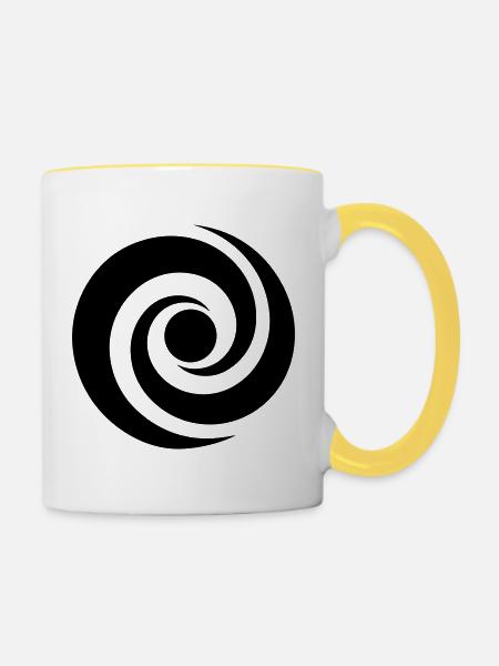 Japanische Spirale - Tasse zweifarbig - Weiß/Gelb