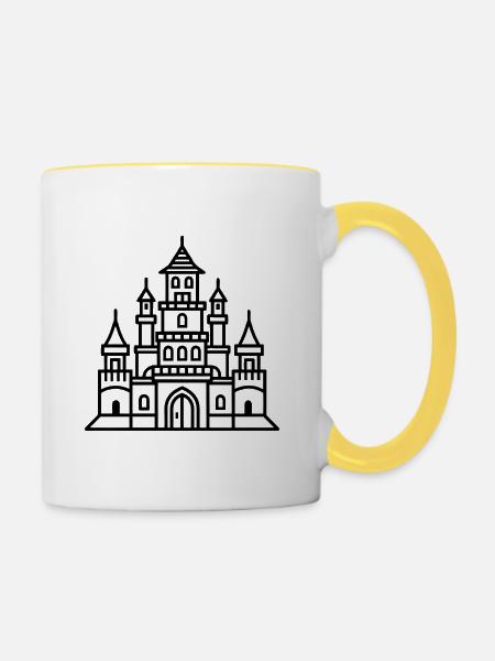 Schlossumriss - Tasse zweifarbig - Weiß/Gelb