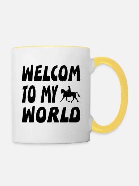 Pferde - Tasse zweifarbig - Weiß/Gelb