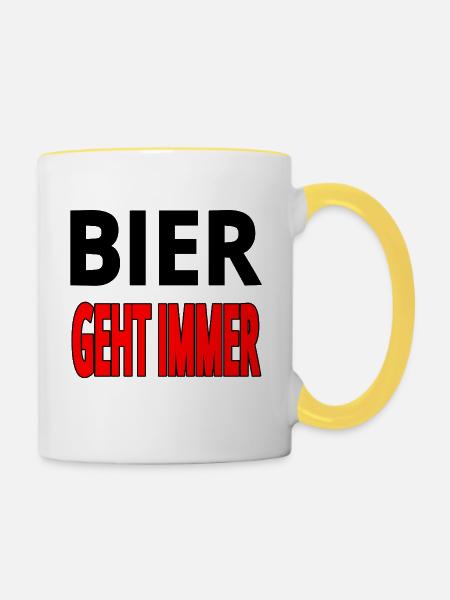 Bier - Tasse zweifarbig - Weiß/Gelb