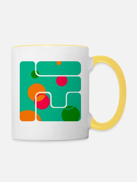 Geometrische Formen Kunst Design - Tasse zweifarbig - Weiß/Gelb