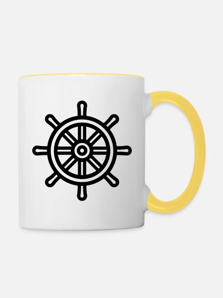 Ruder-Nautisches Boot - Tasse zweifarbig - Weiß/Gelb