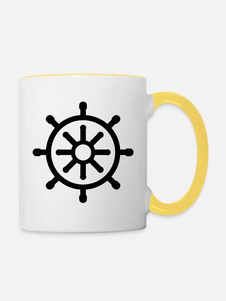 Ruderboot - Tasse zweifarbig - Weiß/Gelb