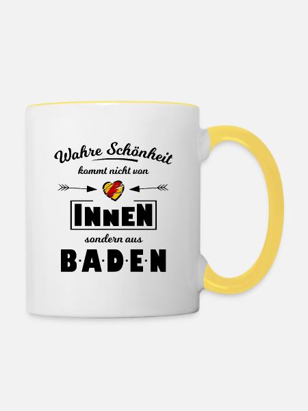 Schönheit aus dem Badnerland - Tasse zweifarbig - Weiß/Gelb