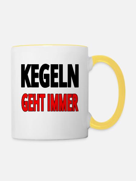 Kegeln - Tasse zweifarbig - Weiß/Gelb