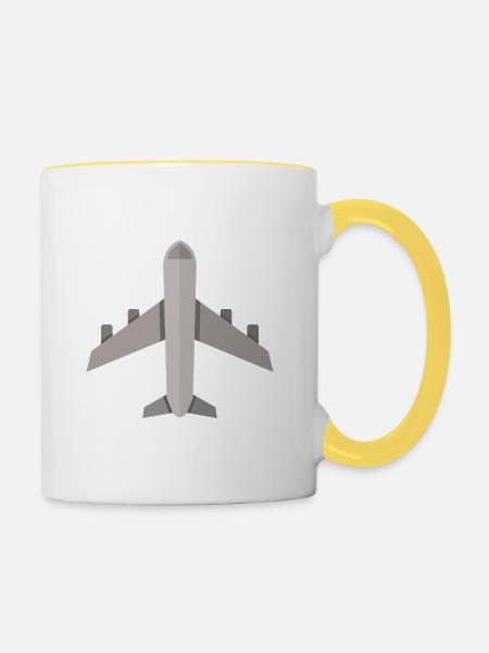 Flugzeug - Tasse zweifarbig - Weiß/Gelb