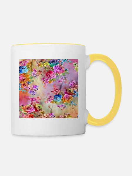 Regenbogenblüte-Kaskade - Tasse zweifarbig - Weiß/Gelb