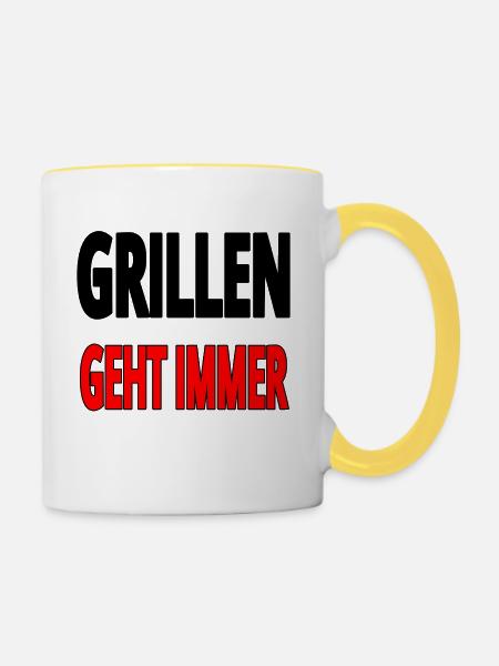 Grillen - Tasse zweifarbig - Weiß/Gelb