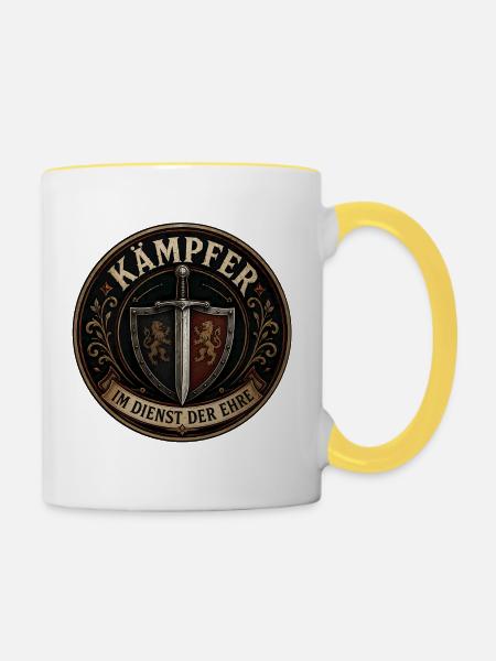 Kämpfer – Im Dienst der Ehre - Tasse zweifarbig - Weiß/Gelb