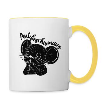 Antifaschismaus - Tasse zweifarbig - Weiß/Gelb - Rechts