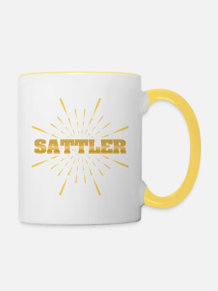 Beruf Sattler - Tasse zweifarbig - Weiß/Gelb