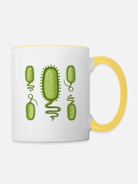 Grüne Bakterien-Silhouetten-Design - Tasse zweifarbig - Weiß/Gelb