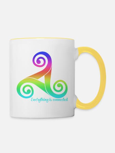 Triskele Rainbow Var01 Statement - Tasse zweifarbig - Weiß/Gelb