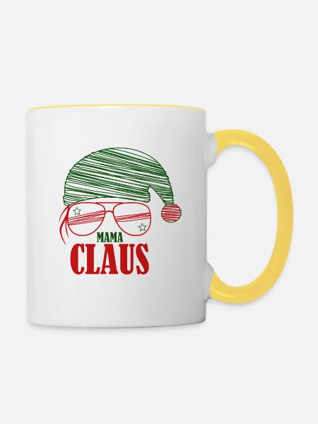 Mama Claus Logo - Tasse zweifarbig - Weiß/Gelb