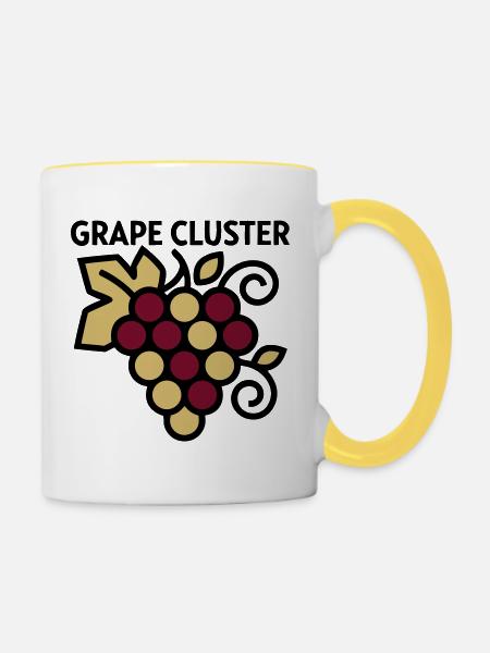 Weintrauben Reben Wappen Logo - Tasse zweifarbig - Weiß/Gelb