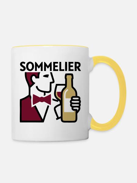 Sommelier Weinprobe Wappen - Tasse zweifarbig - Weiß/Gelb