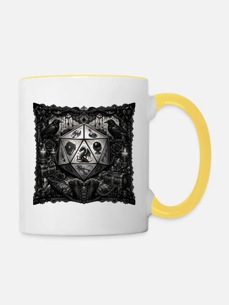  Pocket: Occult Goth-Pattern Black-Lace - Tasse zweifarbig - Weiß/Gelb