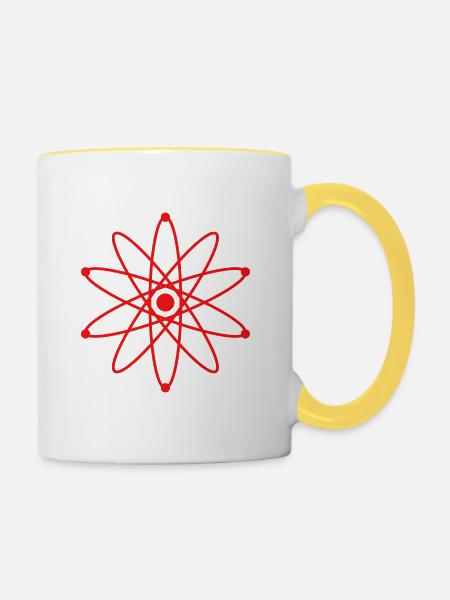 Atom - Tasse zweifarbig - Weiß/Gelb