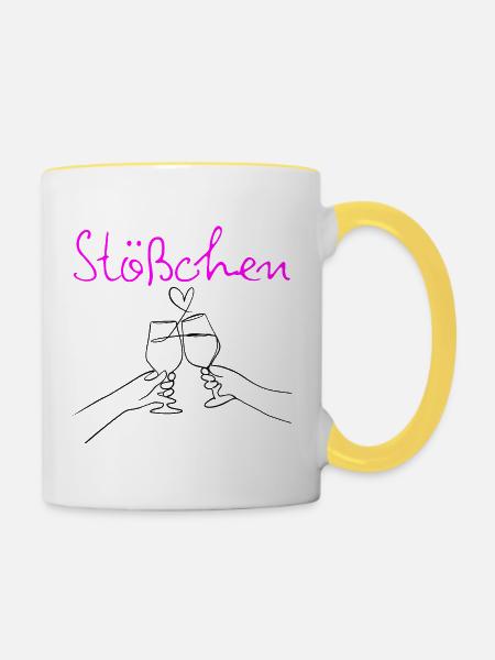 STÖßCHEN, PARTY, GESELLIGKEIT, DAYDRINKING 🥂🥂🥂 - Tasse zweifarbig - Weiß/Gelb