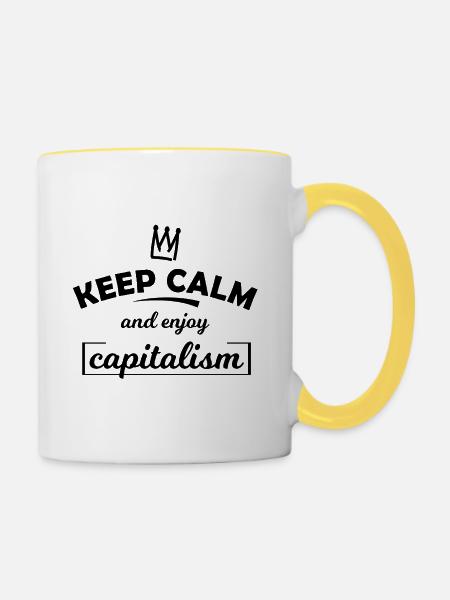 Die Krone des Kapitalismus - Tasse zweifarbig - Weiß/Gelb