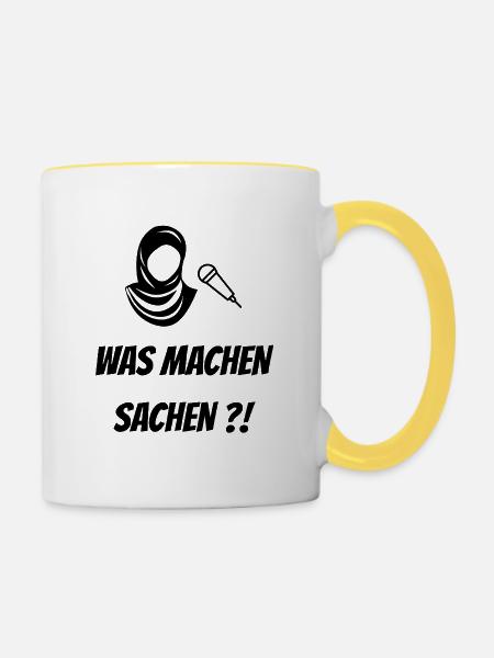 WAS MACHEN SACHEN - Tasse zweifarbig - Weiß/Gelb