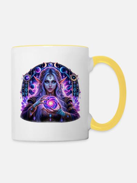 Kosmische Elfe Orakel - Tasse zweifarbig - Weiß/Gelb
