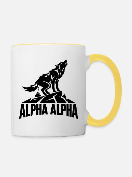 Alpha Alpha Wolf - Tasse zweifarbig - Weiß/Gelb