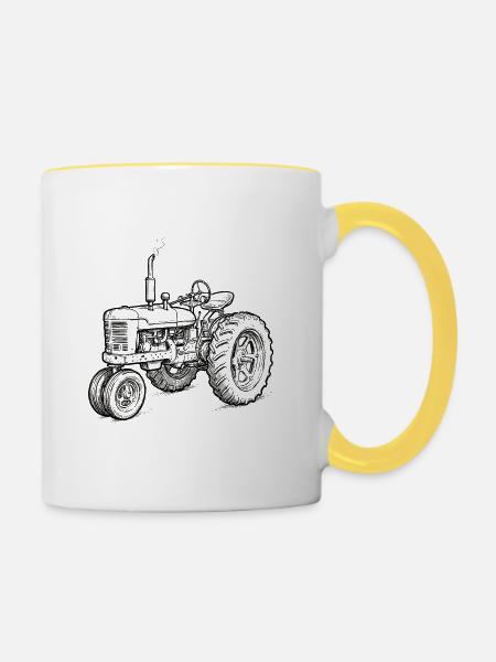 Traktor / Traktor / Traktor - Tasse zweifarbig - Weiß/Gelb