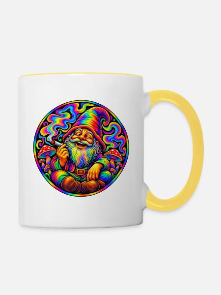 Zwerg - Tasse zweifarbig - Weiß/Gelb