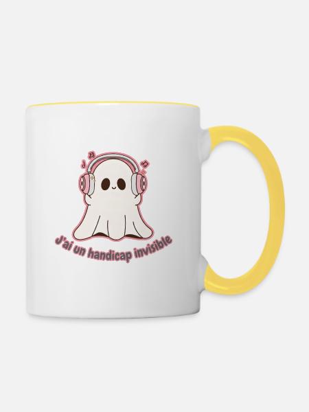 Phantom-DJ unsichtbare Behinderung - Tasse zweifarbig - Weiß/Gelb