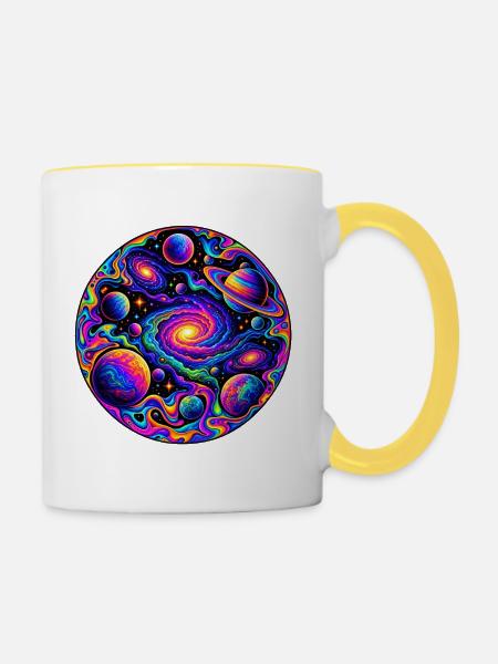 Universum - Tasse zweifarbig - Weiß/Gelb