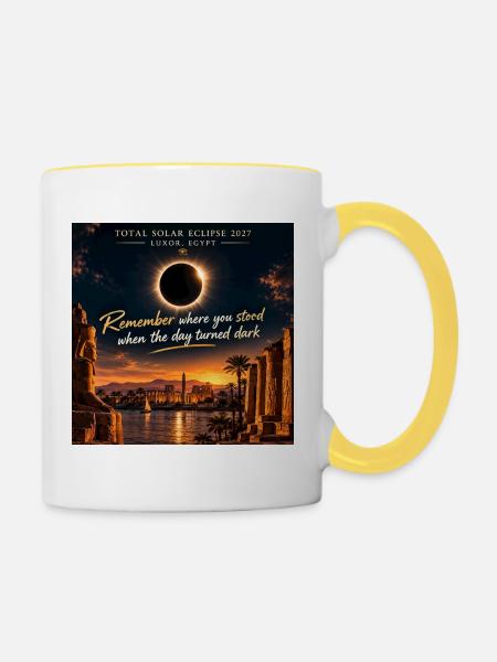 Solar Eclipse Luxor 2027 - Tasse zweifarbig - Weiß/Gelb