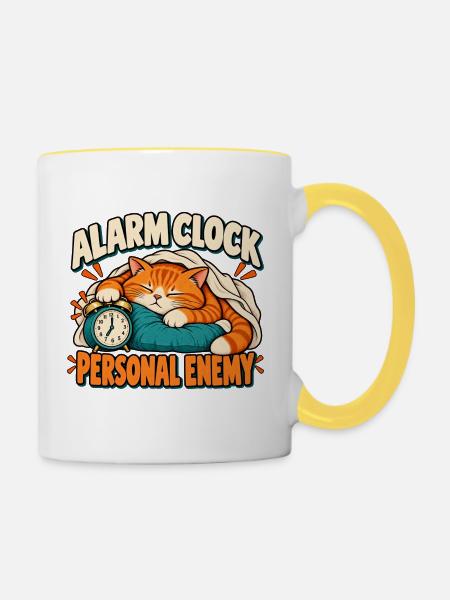 Wecker - Tasse zweifarbig - Weiß/Gelb