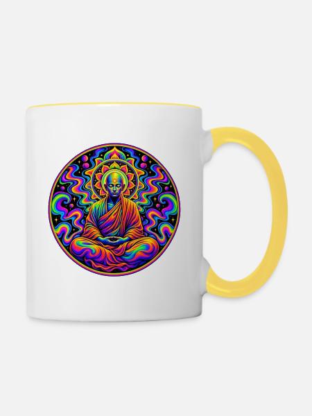 Mönch - Tasse zweifarbig - Weiß/Gelb