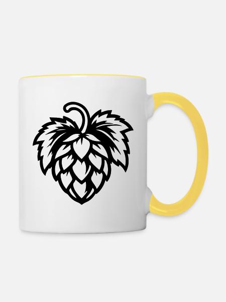 Hopfen Gerste Symbol - Tasse zweifarbig - Weiß/Gelb