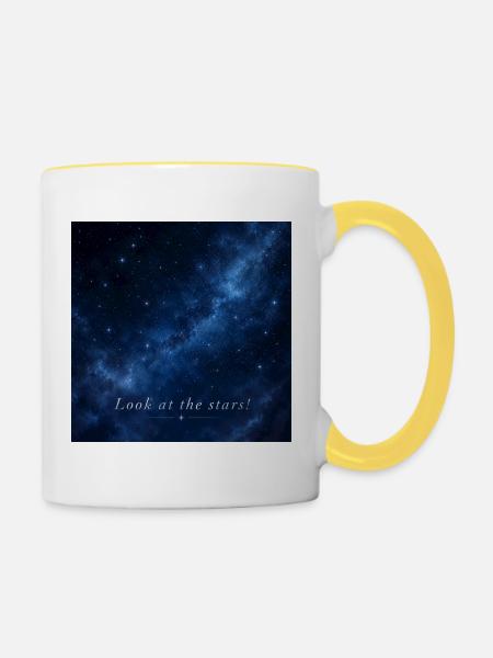 Sternenhimmel - Tasse zweifarbig - Weiß/Gelb
