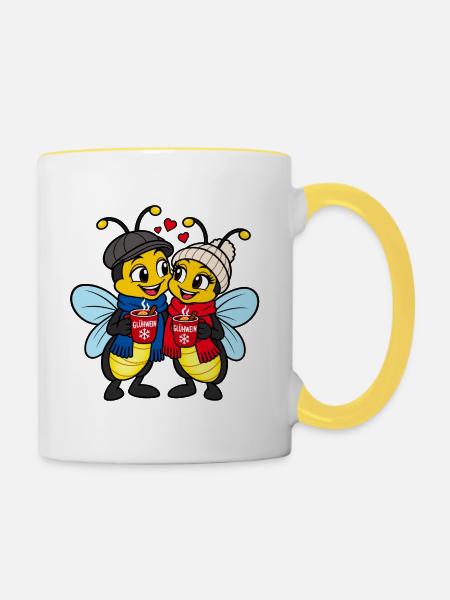 Glühweinzeit - lustige Weihnachtsmarkt Pullover - Tasse zweifarbig - Weiß/Gelb