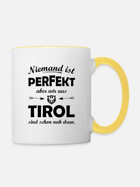 Die Tiroler - Tasse zweifarbig - Weiß/Gelb