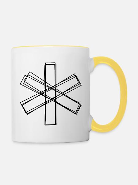 Sternchen handgezeichnet - Tasse zweifarbig - Weiß/Gelb