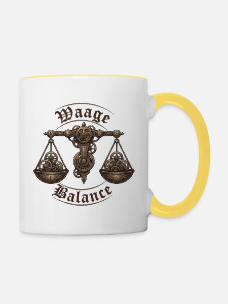 Sternzeichen Waage der Balance - Tasse zweifarbig - Weiß/Gelb