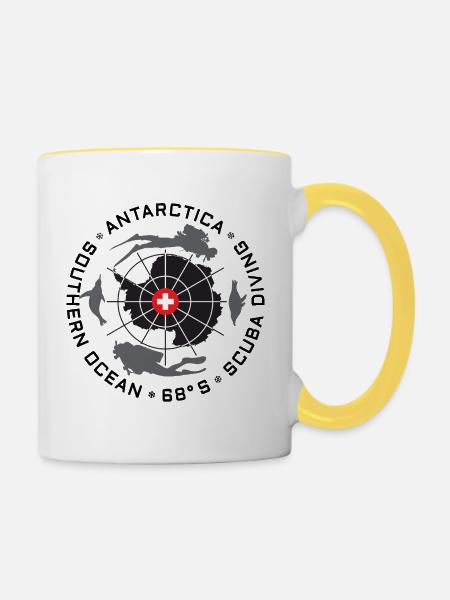 Antarktis Taucher Logo - Tasse zweifarbig - Weiß/Gelb