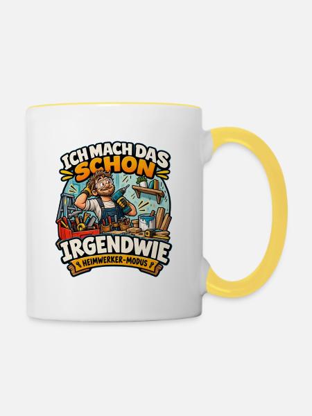 Heimwerker Modus - Tasse zweifarbig - Weiß/Gelb