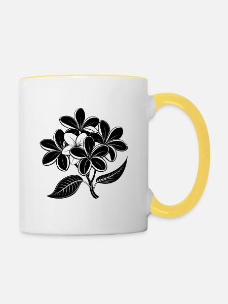 Frangipani - Tasse zweifarbig - Weiß/Gelb