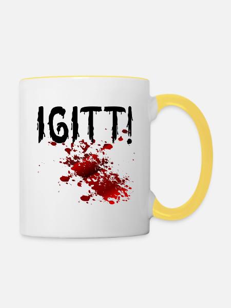 Halloween Blutflecken Igitt - Tasse zweifarbig - Weiß/Gelb