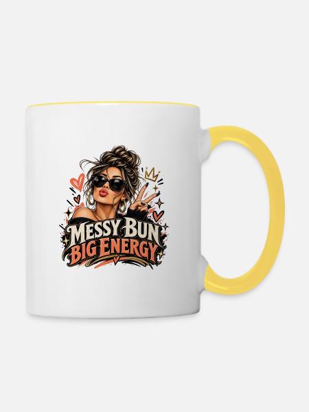 Große Energie - Tasse zweifarbig - Weiß/Gelb