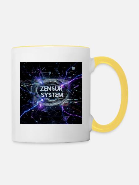 Kybernetischer Kurzschluss - Tasse zweifarbig - Weiß/Gelb