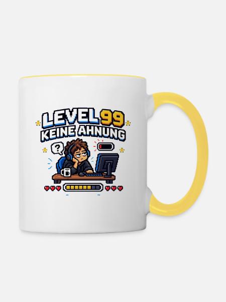 Level 99 - Tasse zweifarbig - Weiß/Gelb