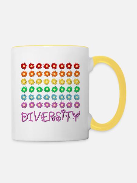 Diversity-Regenbogen - Tasse zweifarbig - Weiß/Gelb
