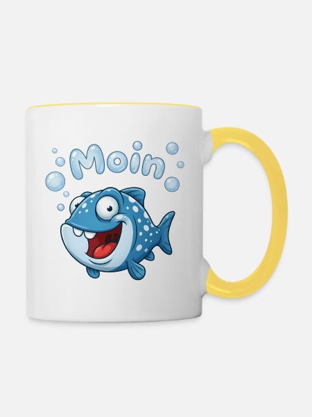 Mondfisch Abenteuer - Tasse zweifarbig - Weiß/Gelb