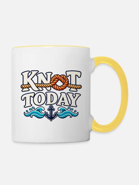 Knoten heute – Seltsames nautisches Segeldesign - Tasse zweifarbig - Weiß/Gelb